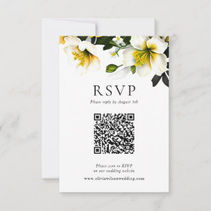 Elegant Yellow Floral Wedding Response QR Code