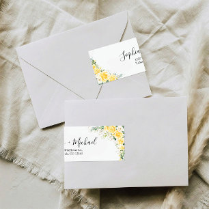 Elegant Yellow Floral Wedding Return Address Label