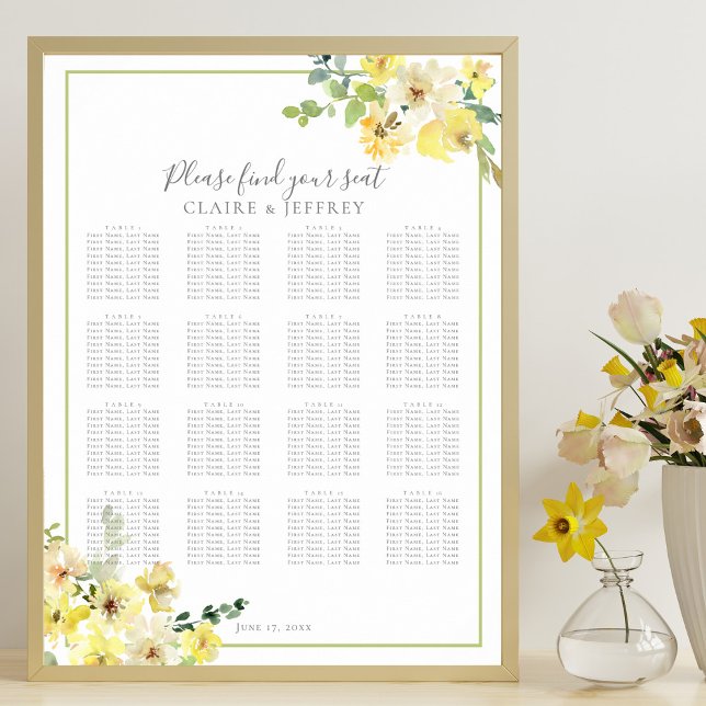 Elegant Yellow Floral Wedding Seating Chart (Creator Uploaded)