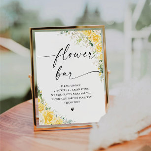 Elegant Yellow Flower Bar Sign