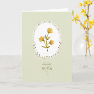 Elegant Yellow Flower Birthday Card