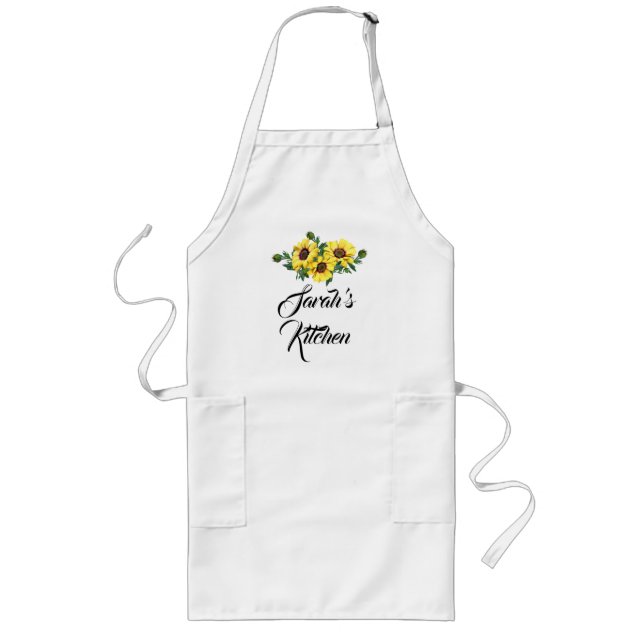 Elegant Yellow Flower Long Apron (Front)