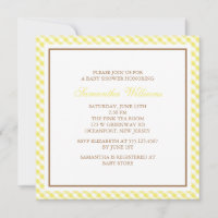 Elegant Yellow Gingham Pattern Baby Shower