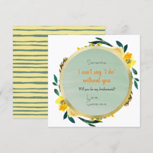 Elegant Yellow Gold Floral Bridesmaid Proposal Invitation