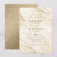 Elegant Yellow & Gold Marble & Glitter Wedding