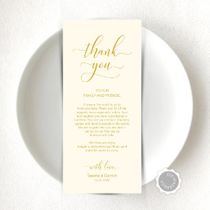 Elegant Yellow Gold, Place Setting Thank You Card