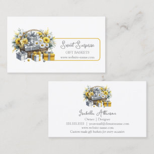 Elegant Yellow Gold Silver Gift Basket Business Card
