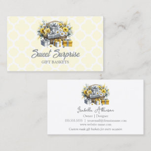 Elegant Yellow Gold Silver Gift Basket Business Card