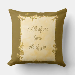 Elegant Yellow Gold Sparkle Frame Valentine  Cushion