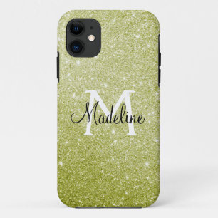 Elegant Yellow Gold Sparkly Glitter Monogrammed Case-Mate iPhone Case