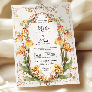 Elegant Yellow Greenery Wedding Invitation