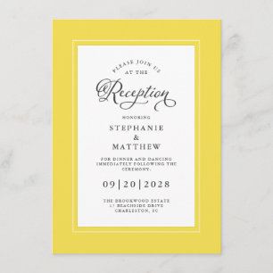 Elegant Yellow Grey Wedding Reception Chic Borders Enclosure Card