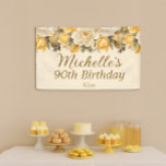 Elegant Yellow Ivory Cream Floral 90th Birthday Banner<br><div class="desc">Elegant dusty yellow and ivory/cream-coloured watercolor floral 90th birthday party banner,  Personalised with the name and age of the guest of honour along with her party date. Contact me for assistance with your customisations or to request additional matching or coordinating Zazzle products for your party.</div>