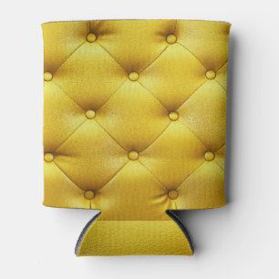 Elegant yellow leather: buttoned texture can cooler