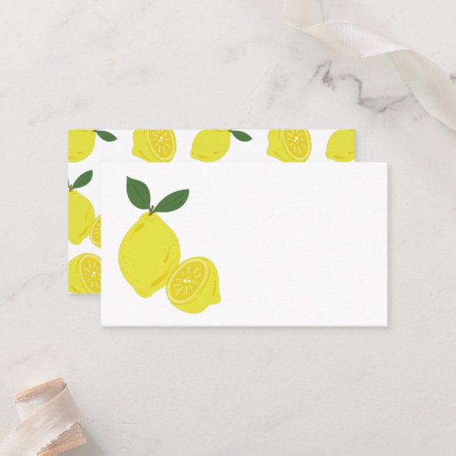 Elegant Yellow Lemon Party Place Card (Front/Back In Situ)