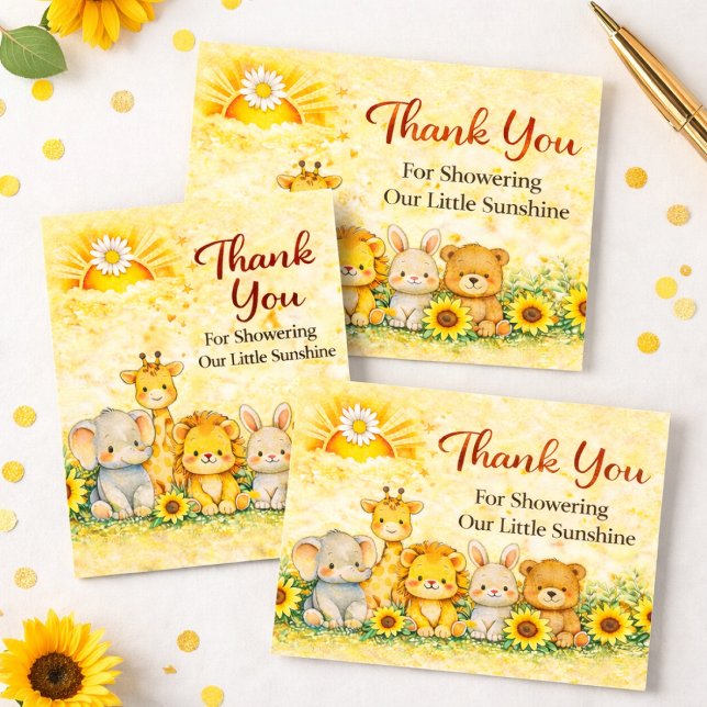 Elegant Yellow Little Sunshine Safari Thank You Card (Creator Uploaded)