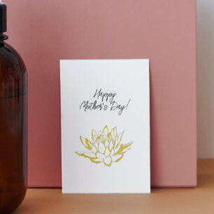 Elegant Yellow Lotus Watercolor Mother’s Day Holiday Card