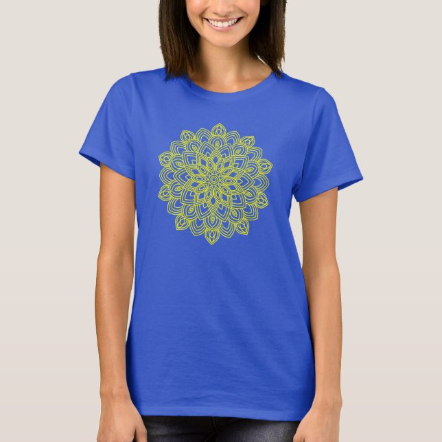 Elegant Yellow Mandala T-Shirt (Front)