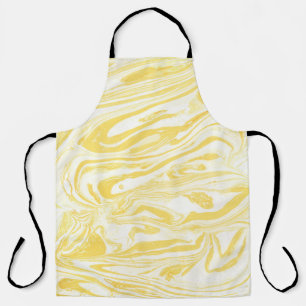 Elegant Yellow Marble: Hand-Drawn Texture Apron
