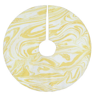 Elegant Yellow Marble: Hand-Drawn Texture Brushed Polyester Tree Skirt
