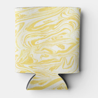 Elegant Yellow Marble: Hand-Drawn Texture Can Cooler