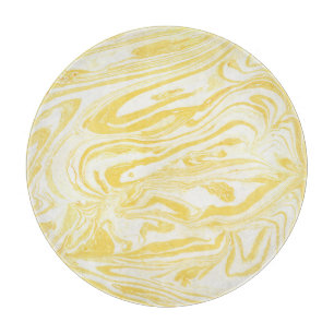 Elegant Yellow Marble: Hand-Drawn Texture Cutting Board
