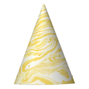 Elegant Yellow Marble: Hand-Drawn Texture Party Hat