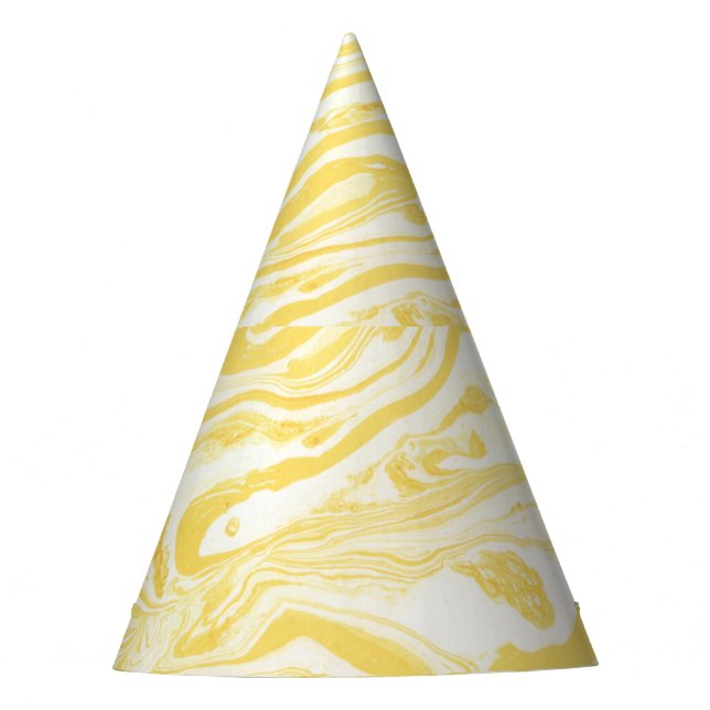 Elegant Yellow Marble: Hand-Drawn Texture Party Hat (Front)