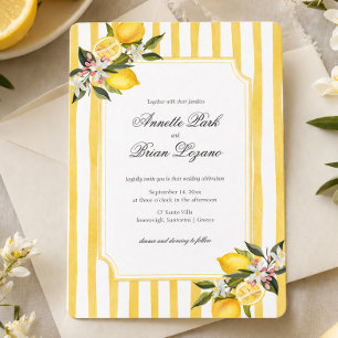 Elegant  Yellow Mediterranean Lemon Wedding Holiday Card