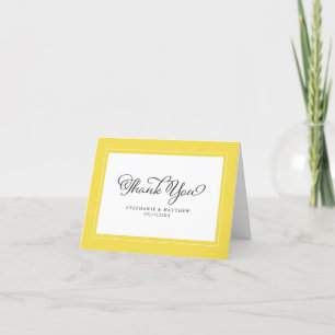 Elegant Yellow Modern Chic Borders Wedding Thank You Card