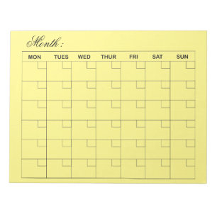  Elegant Yellow Monthly Calendar Planner  Notepad