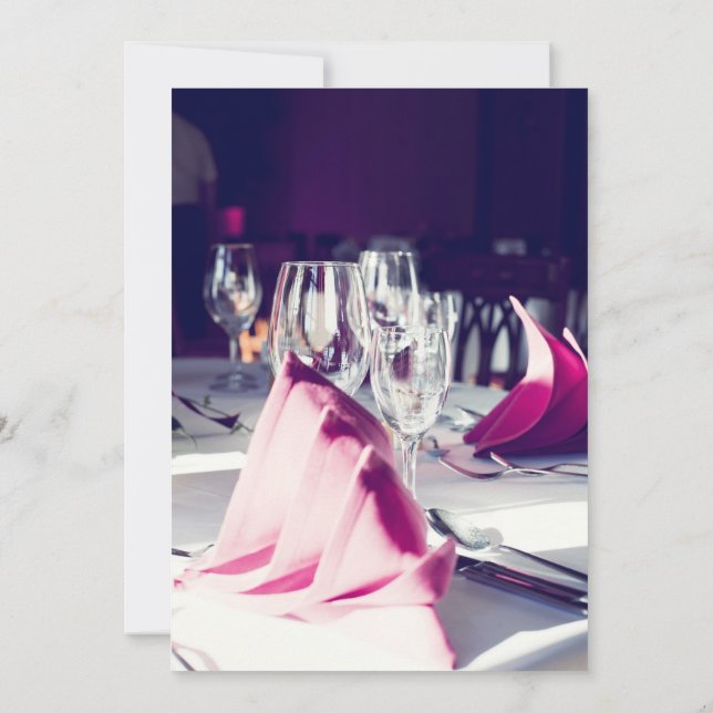 Elegant Yellow Napkin Formal Banquet Dinner Weddin Invitation (Back)