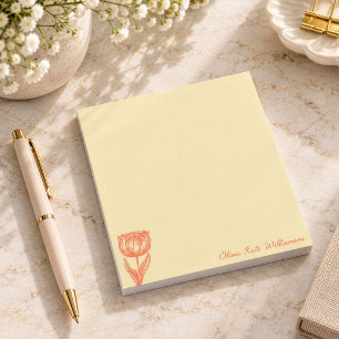 Elegant Yellow Orange Floral Personalised Script Notepad