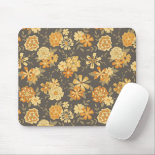 Elegant Yellow Orange Flowers Botanical Mouse Pad