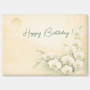 Elegant Yellow Orchid Birthday Magnet