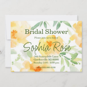 Elegant yellow peach orange watercolor floral invitation