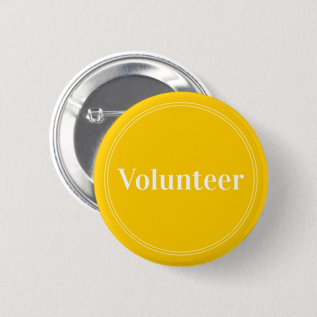 Elegant Yellow Pin-back Volunteer Buttons (Front & Back)