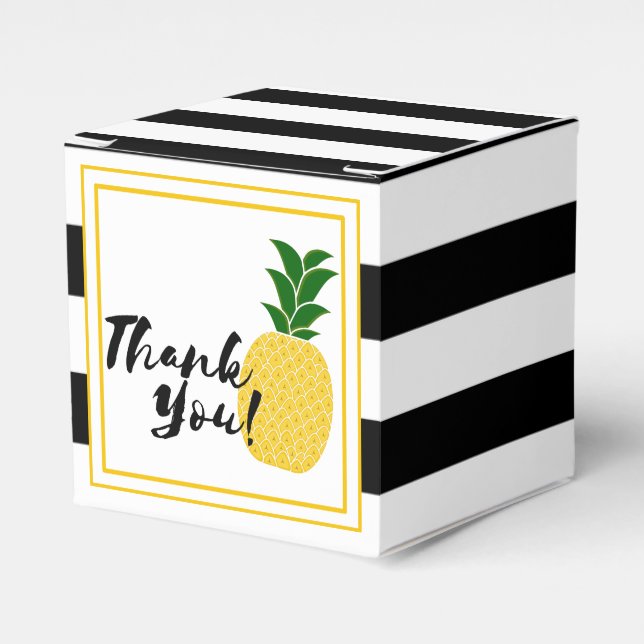 Elegant Yellow Pineapple Thank You Favour Box (Front Side)