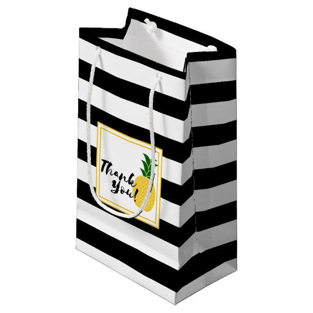 Elegant Yellow Pineapple Thank You Small Gift Bag (Front Angled)