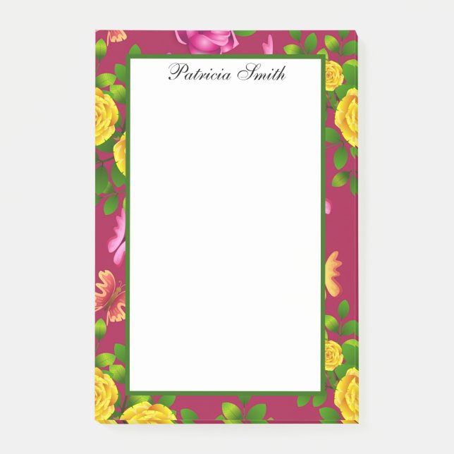 Elegant Yellow, Pink And Purple Rose Flower Post-it Notes (Front)
