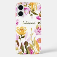 Elegant Yellow Pink Watercolor Floral Personalised