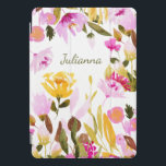 Elegant Yellow Pink Watercolor Floral Personalised iPad Pro Cover<br><div class="desc">Elegant Yellow Pink Watercolor Floral Personalised Case</div>