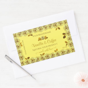 Elegant Yellow Product Labels Cute Flowering Roses