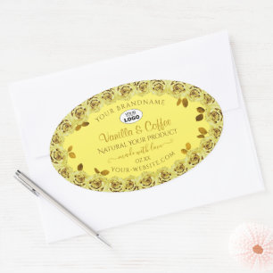 Elegant Yellow Product Labels Flowering Roses Logo