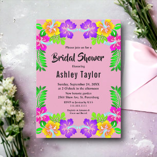 Elegant Yellow Purple Roses Floral Bridal Shower Invitation