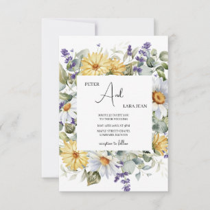 Elegant Yellow Purple Wildflower Wedding Invitation