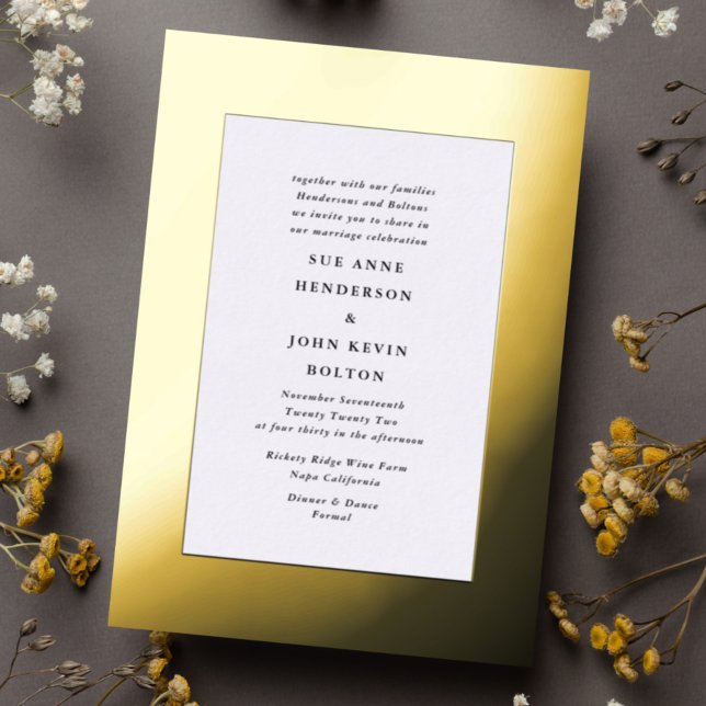 Elegant Yellow Real Gold Border Frame Wedding (Creator Uploaded)
