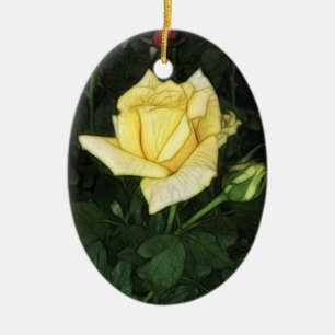 Elegant Yellow Rose 1 Ceramic Tree Decoration