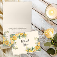 Elegant Yellow Rose Floral Thank You Card