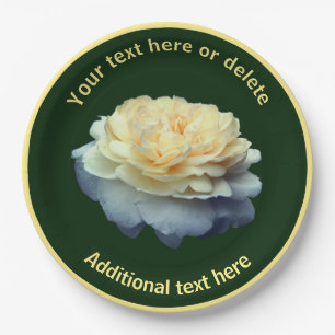 Elegant Yellow Rose Flower Personalized Party Paper Plate